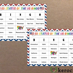 50 STATES BINGO - 30 CARDS