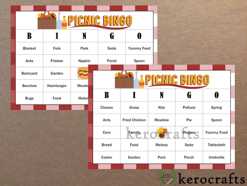 PICNIC BINGO 40 Cards Etsy