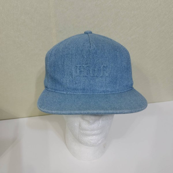 Vintage Huf Cap Hat, Huf Headwear Denim Hat, Versitle Design Brand Huf, Outdoor Streetwear Swag, Adjustable fits