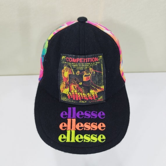 フランスチーム公式ellesse 刺繍キャップ E-87003 フリーサイズ Vintage Ellesse Cap Hat Fullprin Big Logo Embroided Spell