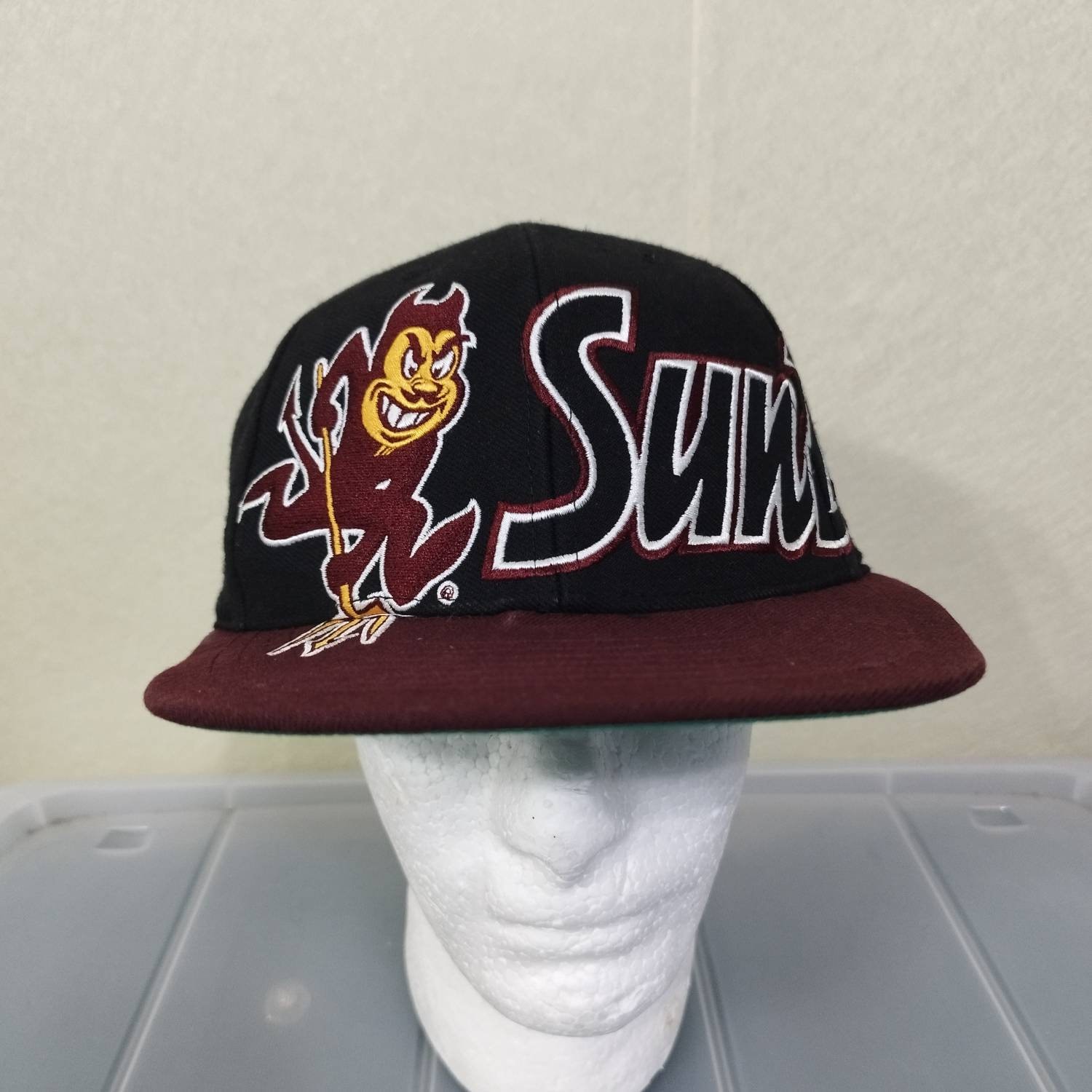 Arizona State Sun Devils ASU New Era Black Fitted Hat Size 7 Wool