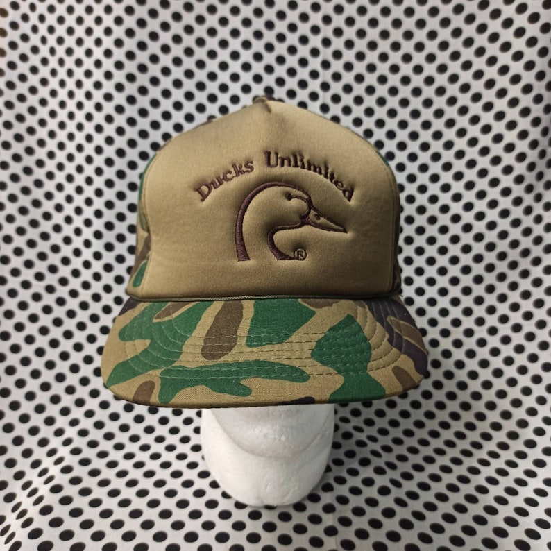 Vintage Duck Unlimited Camo Cap Hat Big Logo Spell Out Etsy