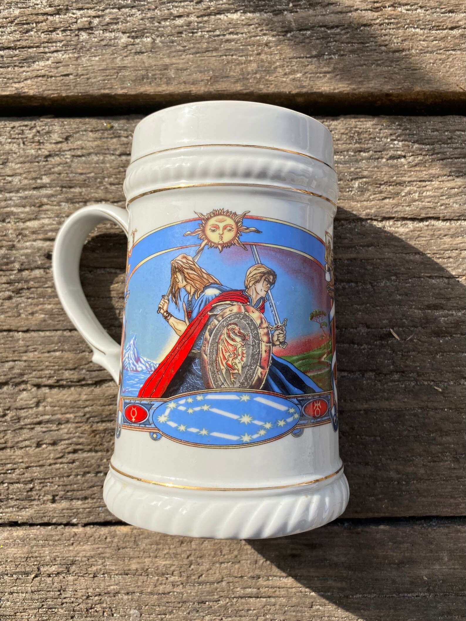 Vintage Cup Beer Mug 1l White Ceramic Mug With Zodiac Sign Etsy UK