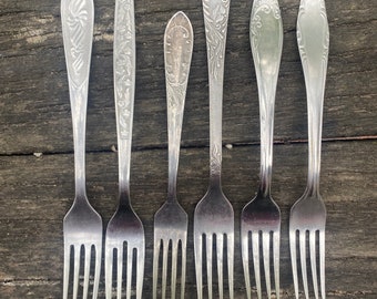Vintage metal forks, old forks different times, Food Photography props, Silver set dining table decor, vintage style forks, vintage cutlery