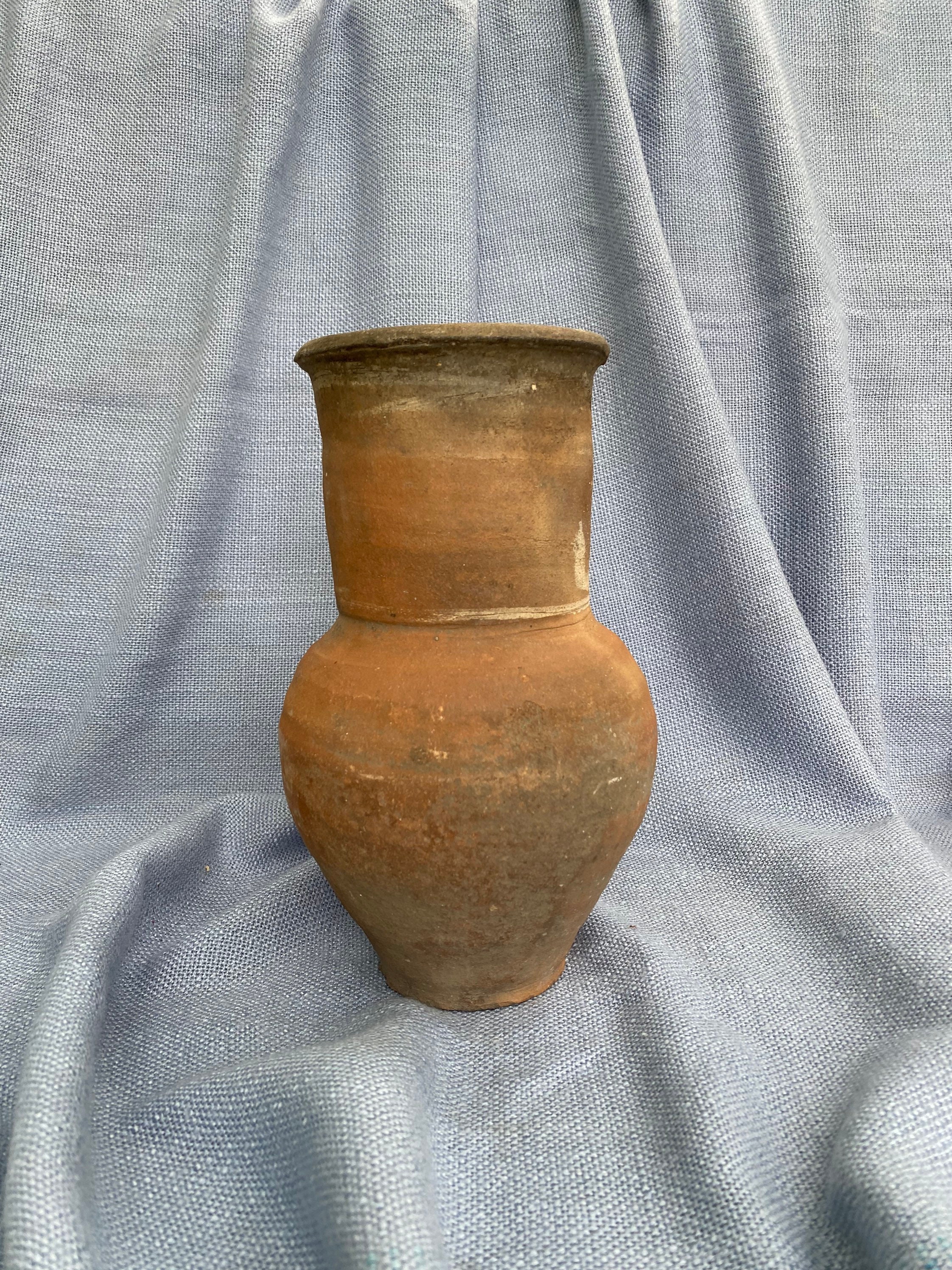 Vase en argile vintage, pot en argile antique, bol en céramique