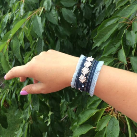 Denim cuff deals bracelets