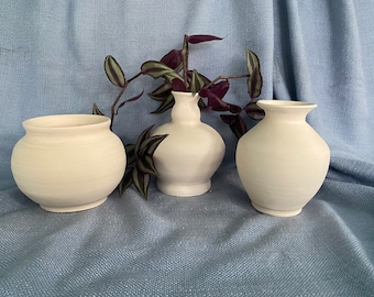 White clay vases, white Crock Pots, Primitive Stoneware, antique classica Pottery, Crock Primitive, environmentally friendly clay vases set