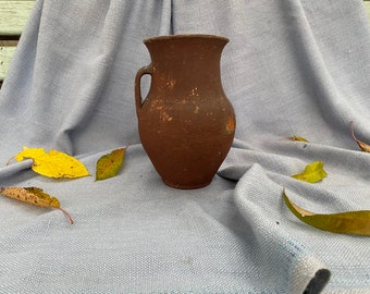 Primitive clay vessel, terracotta old clay pots, Rustic ceramic bowl, Traditional ceramic pitcher, wabi-sabi ceramic jug, aged ceramic vasa