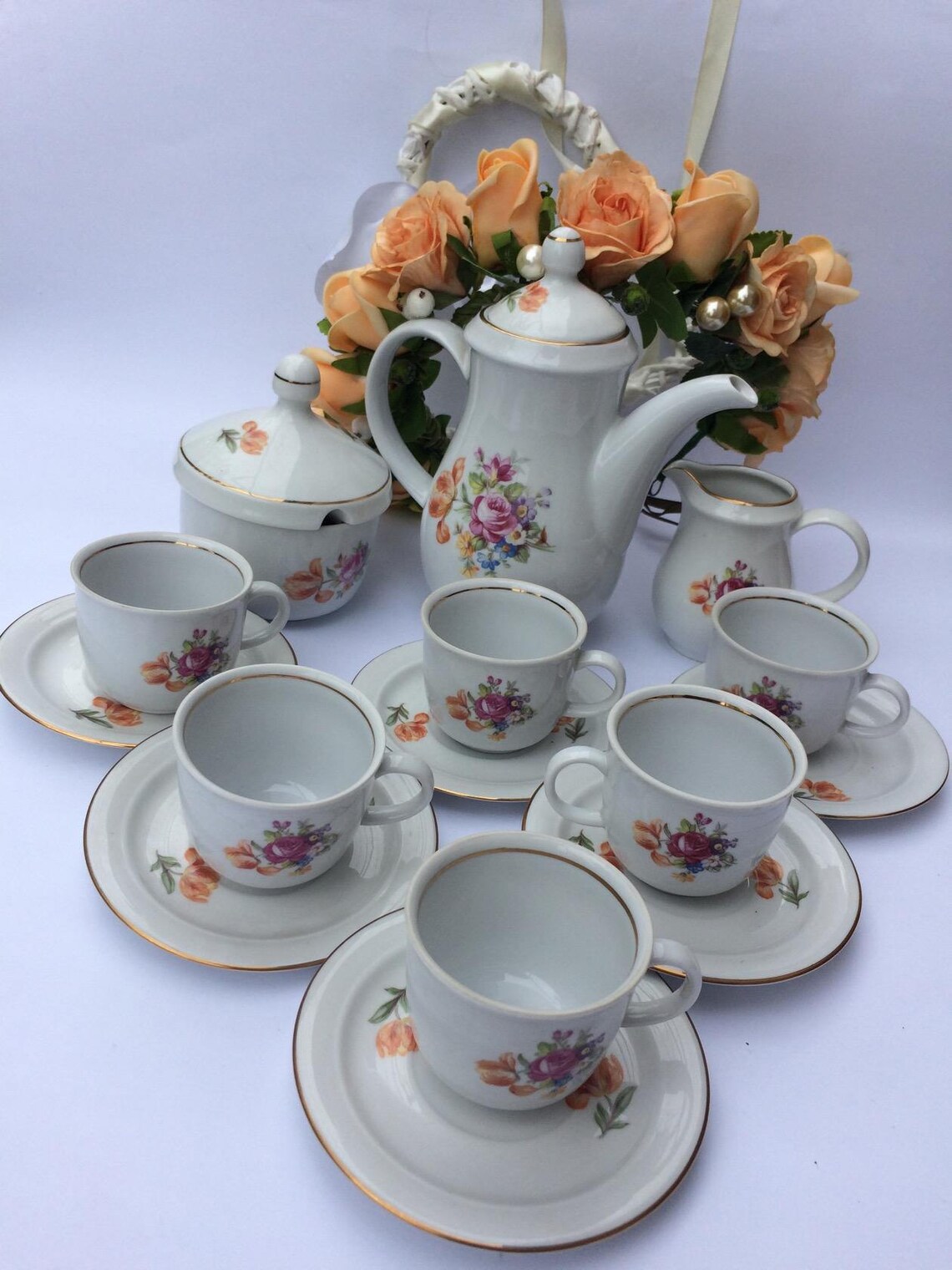 Vintage Tea Set KAHLA GDR Vintage tableware Porcelain Bohemian Etsy