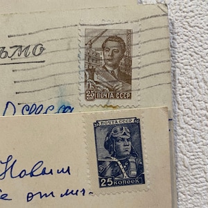 Timbre ancien 2 pièces Timbre postal Russie Collection de timbres anciens, spécimen rare de la philatélie, timbres postaux URSS 1954, 1956 ans