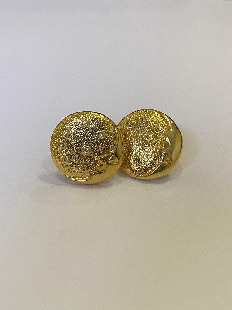 BUTLE earrings clips vintage 80s USA Colored enamel, Golden earrings, Eggplant color earrings Coin labeling Vintage Hoop image 2