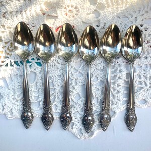 Vintage silverware spoons, old tea spoons 1970, Food Photo props, Silver set of 6 spoons, vintage set metal spoons Vintage table decor 70s