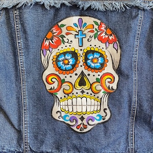 Upcycled womans Jeans Jacket  Handmade Embroidered Unique Denim Jacket Edgy Recycled Jacket,Mermaid jacket One of a kind handmade jackets