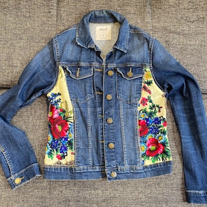 Upcycled Womans Jeans Jacket, Embroidered Jacket, Unique Denim Jacket ...