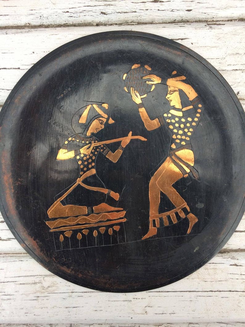 Antique Bronze Plate Wall Decor Black and Gold Vintage Metal Etsy Canada