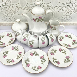 Vintage coffee set, white set coffee cups and saucers, white delicate porcelain set, small coffee cups fine porcelain, 5 persons coffee cups