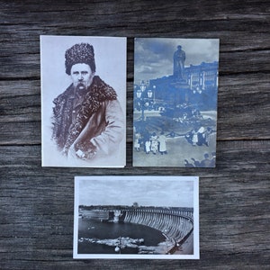 Postales vintage Set 3 postales, Pintura y gráficos Taras Shevchenko artista ucraniano 1961s, Postales de la era soviética SSSR 1980