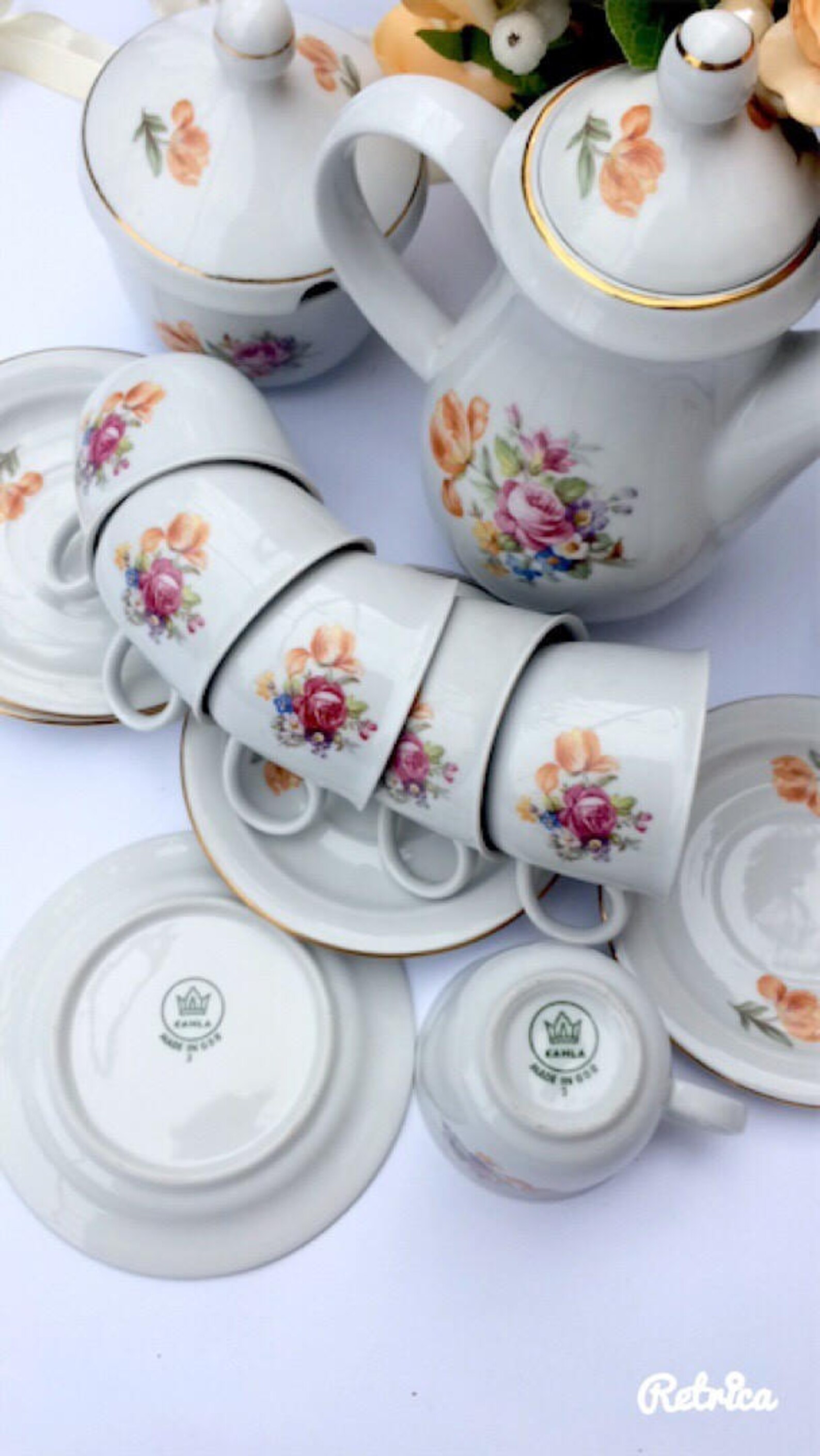 Vintage Tea Set KAHLA GDR Vintage tableware Porcelain Bohemian Etsy