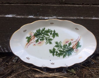 Oval dish for fish, Vintage oval porcelain serving dish with flowers,  vintage oval serving plate, vintage fish plate, vintage dinnerware