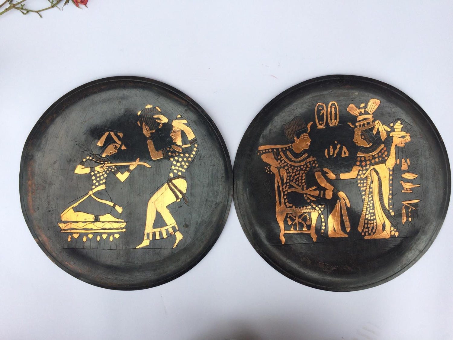 Antique bronze plate Wall decor black and gold vintage metal Etsy