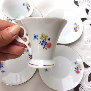 Vintage coffee set vintage set Germany bone china coffee cups and saucers white delicate porcelain set small coffee cup fine GDR porcelain