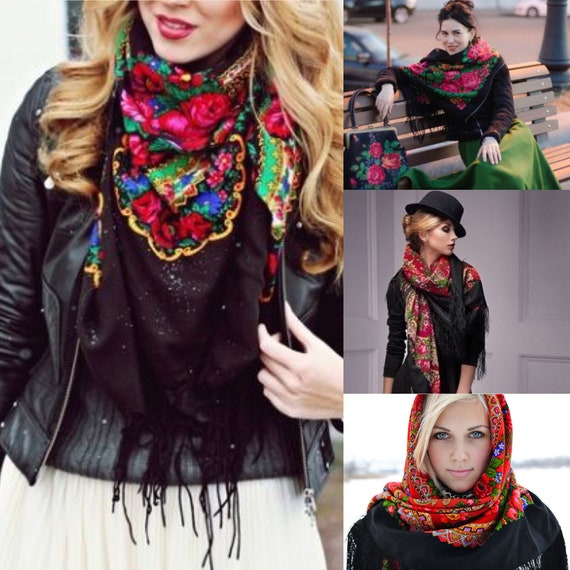 Retro Wool headscarf, vintage Russian headscarf o… - image 10