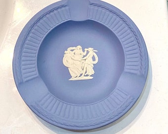 Blue Wedgwood Jasperware plate, blue dish pin tray, blue plate Made in England Wedgwood 1980s, vintage plate collectibles series England
