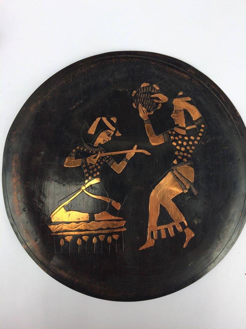 Antique Bronze Plate Wall Decor Black and Gold Vintage Metal Etsy Canada