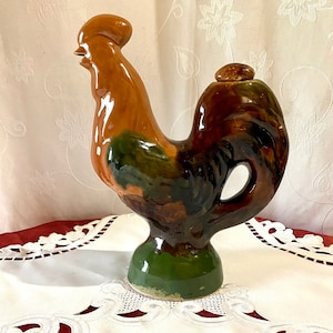 Vintage Roosters figure, porcelain Rooster, small statuette Decanter Rooster, jug Cockerel, Ukrainian porcelain vase Rooster, kithen decor