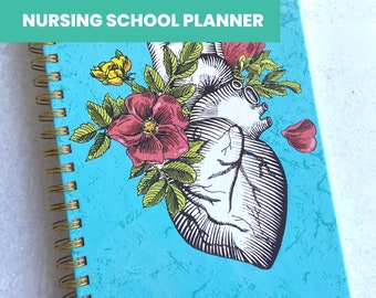 Teal Heart - Nursing Student Planner - UNDATED - Monthly and Weekly View