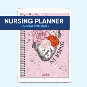 iPAD/TABLET - 2024 Nursing Student Digital Planner - Pink Heart