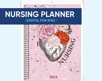 iPAD/TABLET - 2024 Nursing Student Digital Planner - Pink Heart