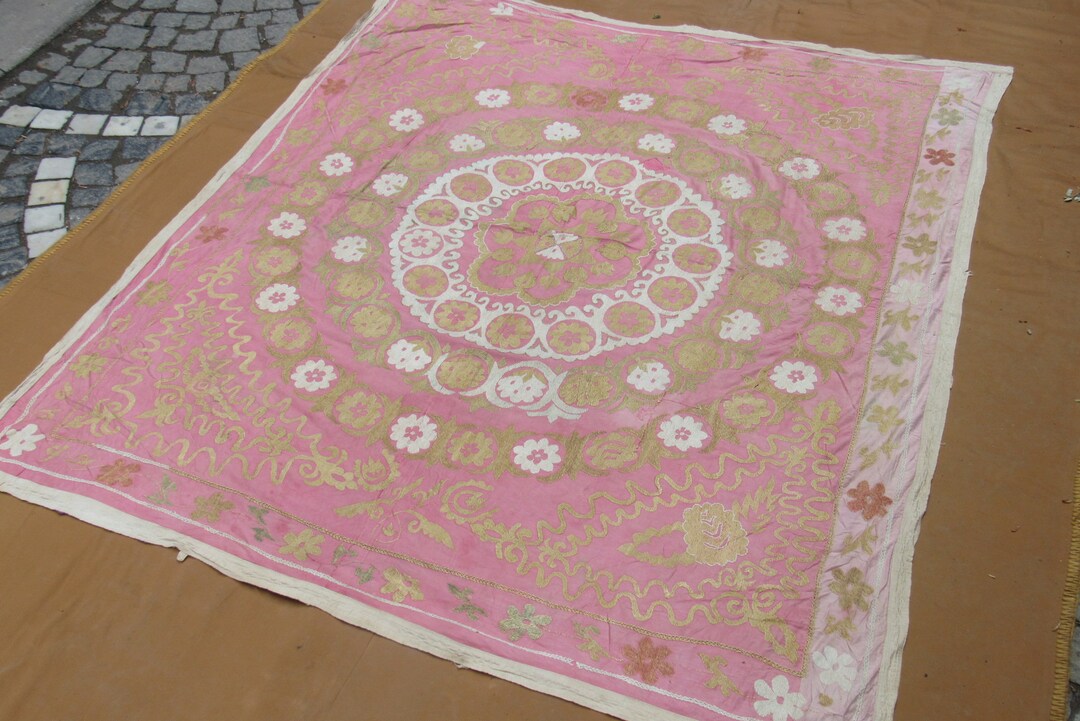 Needlework Bedding,uzbek Bedspread,vintage Bedcover,nomadic Suzani