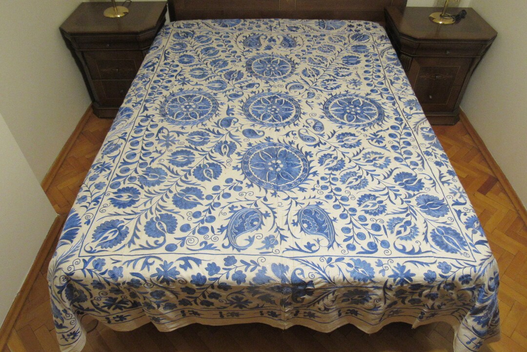 Silk Embroidery Suzani,cotton Fabric,suzani Bedding,suzani Bedspread