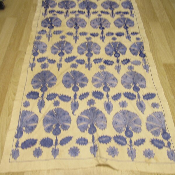 Wall Hanging Suzani,Hand made Table Cover,silk embroidery Covers,Needlework ,Silk embroidery on Cotton Condition,6'1 feet x 3'0 feet ,No:968