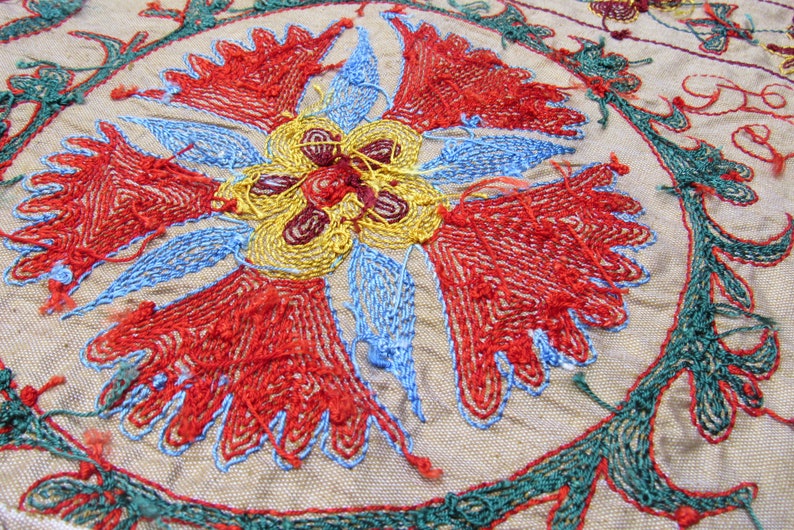 Wall Hanging Suzani,Silk Embroidery,Cotton Fabric,Needlework Suzani,Bedspread Bedding,Table Clothes 7/'0 feet x4/'4 feet No:649 Free Shipping