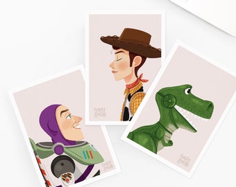 Lot de 3 cartes postales, Toy Story, format A6, imprimé en France