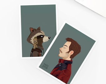 Set of 2 postcards, Guardians of the Galaxy, A6 format, printed in France