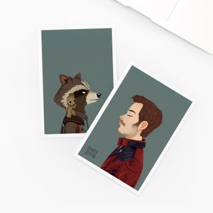 Lot de 2 cartes postales, Les Gardiens de la Galaxie, format A6, imprimé en France