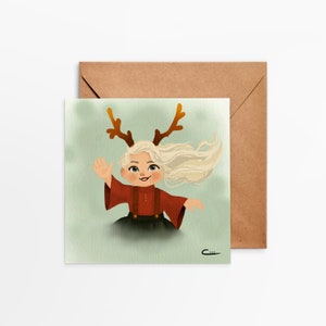 Carte postale Petit Renne de Noël - Fille