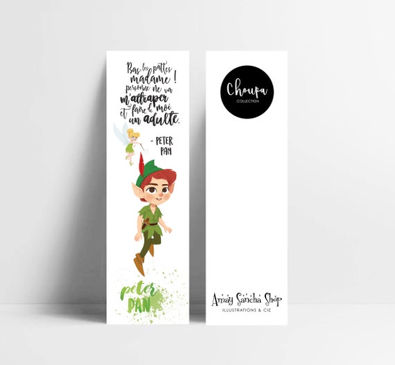 Bookmark With A Drawing Of Peter Pan And Tinkerbell With A Etsy