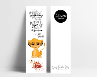 Kleine Simba-Lesezeichen, Der König der Löwen, mit einem Zitat von Rafiki, hergestellt in Frankreich