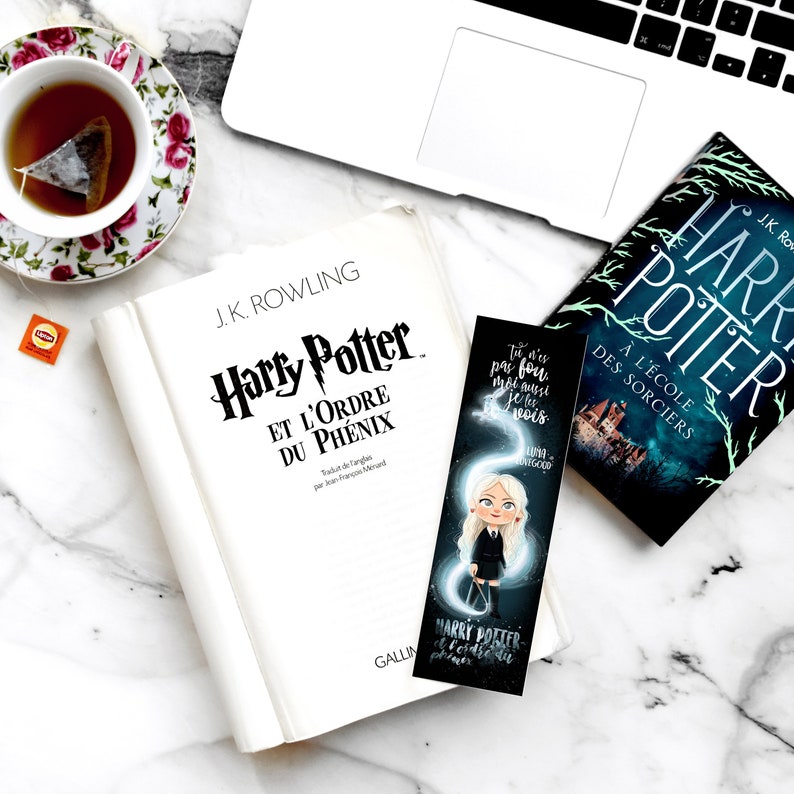 Bookmark of Luna Lovegood and her patronus, in black, made in France image 2