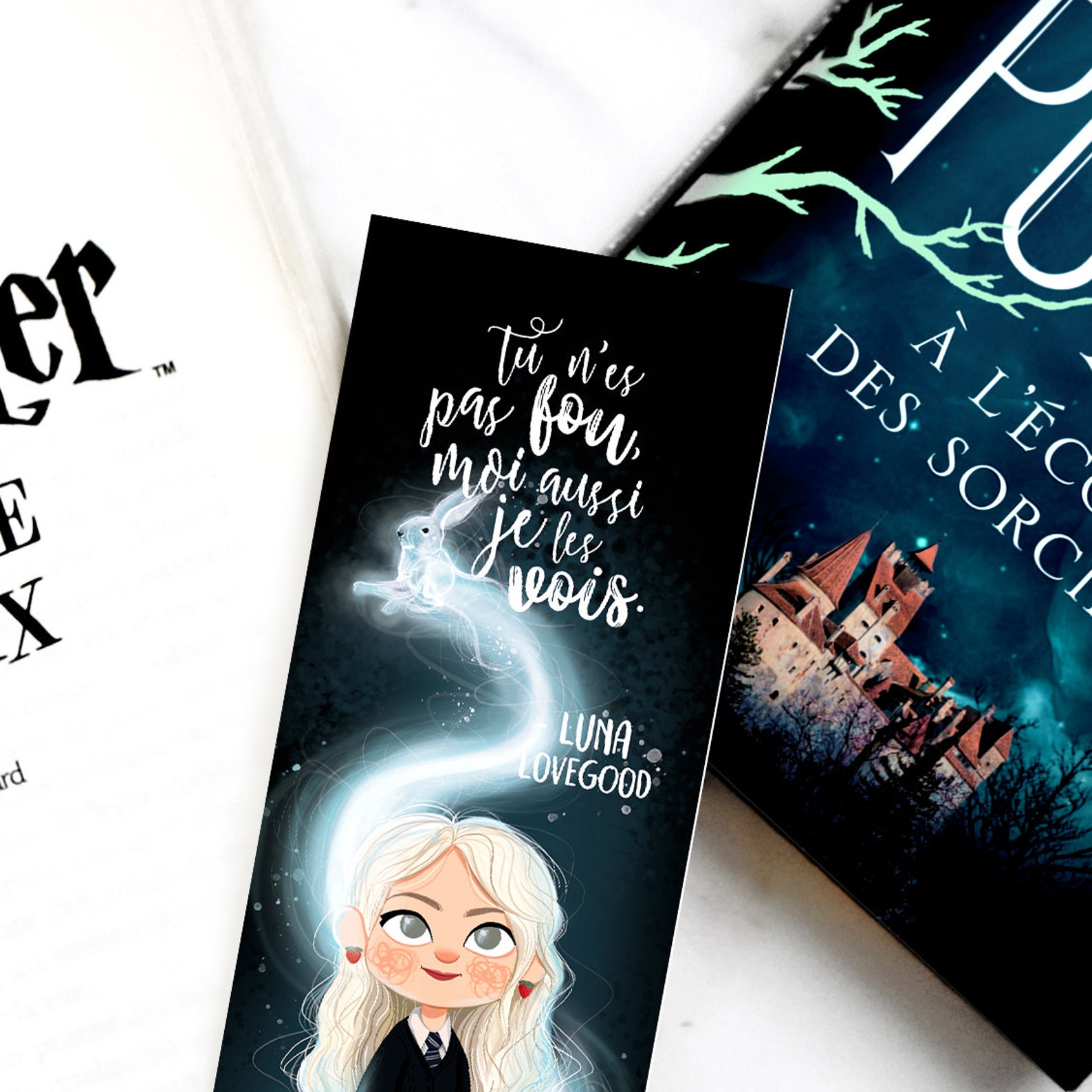 Bookmark of Luna Lovegood and her patronus in black made in  Etsy