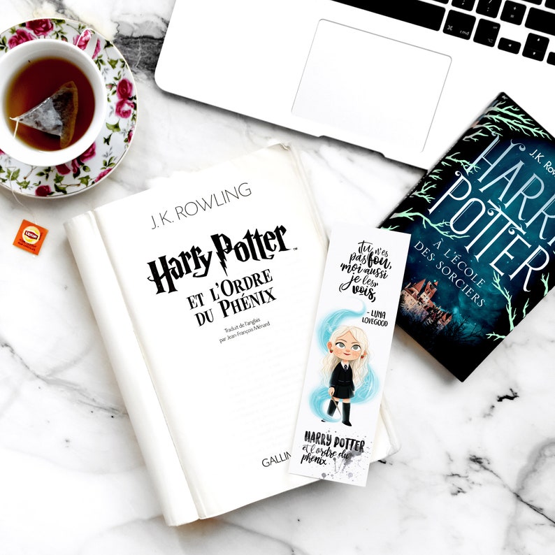 Bookmark of Luna Lovegood and her patronus, in black, made in France image 5