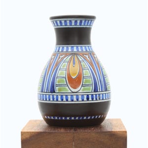 Art Deco Gouda Pottery Vase - Dorian Pattern 1269, PZH Dutch Art Ware (15cm)