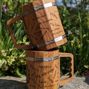 Birra di legno Bicchiere di birra Tazza incisa birra incisa Bicchiere di pinta di legno