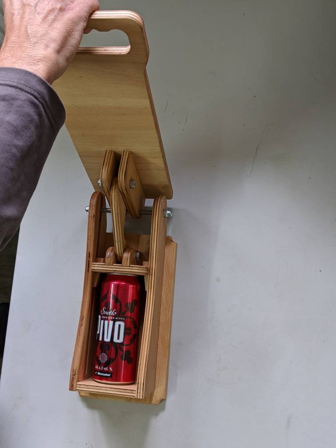 Beer can crusher Can recycle Wooden can crusher Wall mount can Etsy