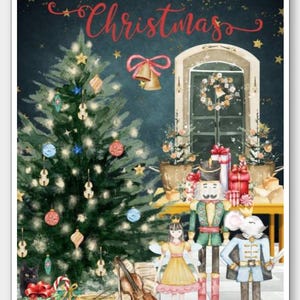 Cartão de Natal inspirado no quebra-nozes com enfeites de violino - Cartão de Natal de violino - Cartão de Natal do Rei Rato, Clara, o Quebra-Nozes - 5"x7"