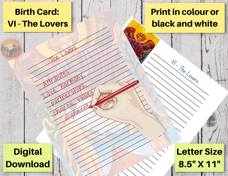 Tarot Birth Number 15 the Devil Tarot Card and 6 the Lovers Tarot Card Journal Pages Tarot Birth